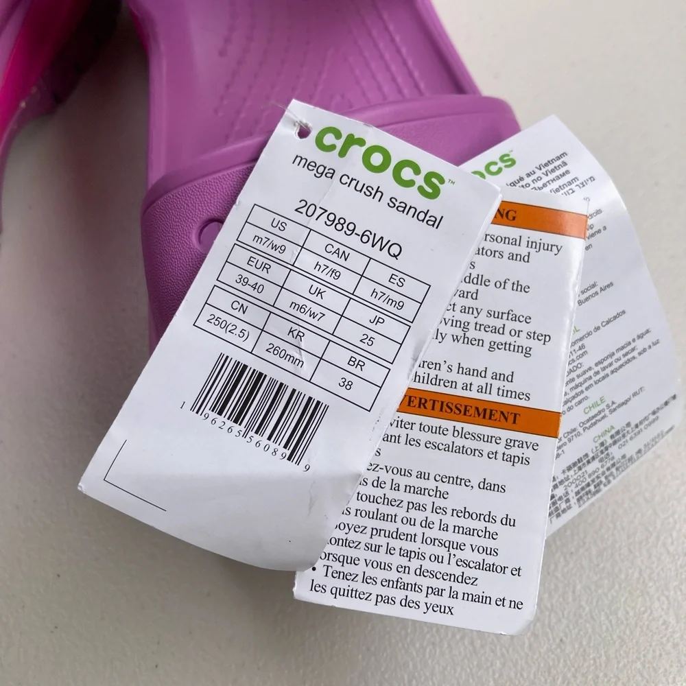 Crocs Mega Crush Platform Sandal Bubble Purple Pink NEW WITH TAGS